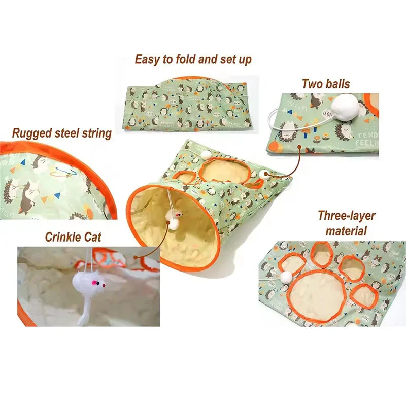 Knisperende Zelfspelende Katten Tunnel – Duurzame Speeltunnel van Polyester