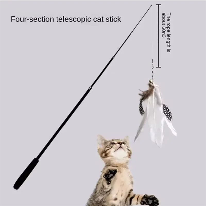 AeroPlay Telescopische Kattenhengel 1.8m – Vierdelige Superlange Carbon Fiber Speelhengel met Veer