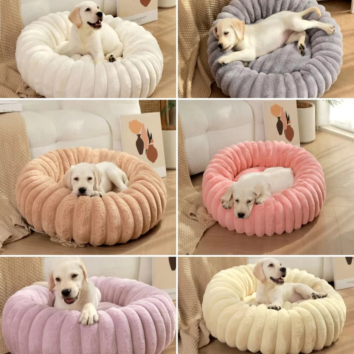Ronde Pluizen Huisdiermatras  – Warm Wasbaar Bed voor Kat/Hond