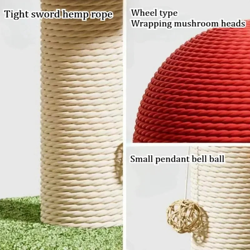 Krabpaal Kat Sisal – Rood Paddenstoel Design, Hout & Touw