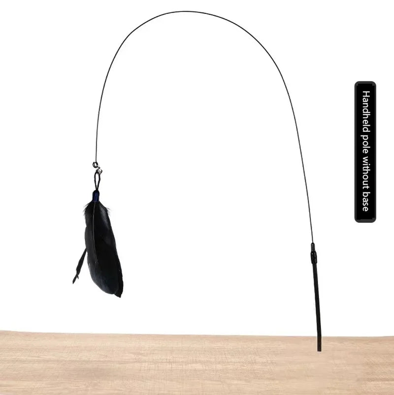 Kattenspeelgoed met Veren en Bel – 80cm Teaser Stok met Zuignap