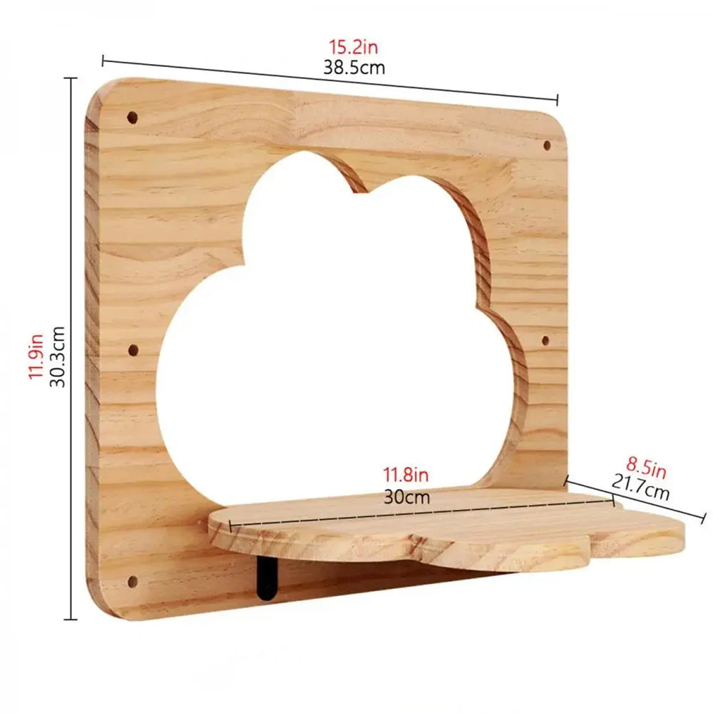 Wandmontage Kattenklimrek Hout – met Krabgedeelte & Nest
