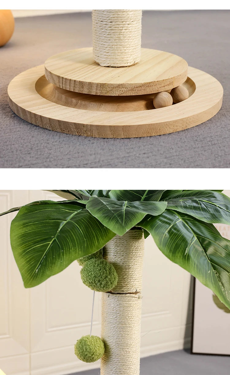 KlimPaws Sisal Speelkrabpaal met Hangballen en Houten Balbaan