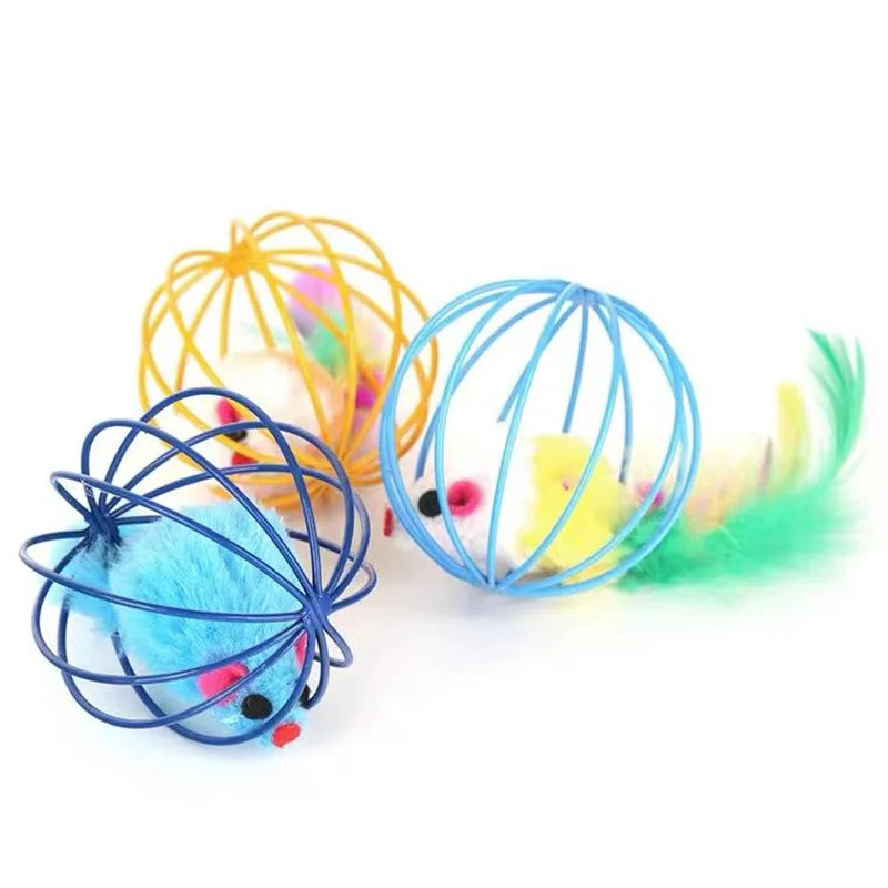 Katten Speelgoed Kooi met Muis – Kleurrijk Plastic