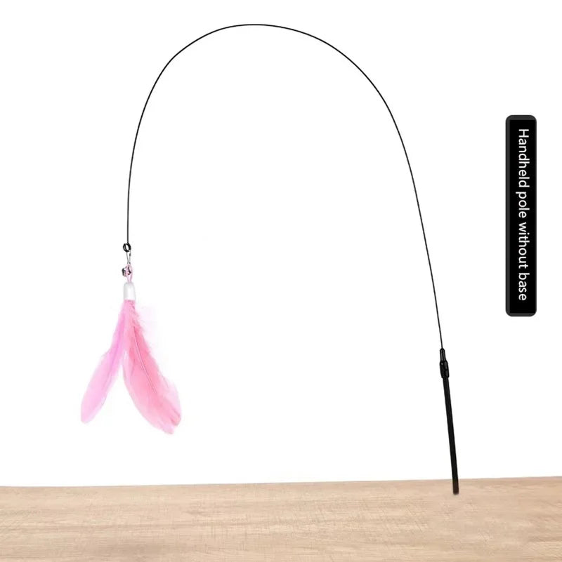 Kattenspeelgoed met Veren en Bel – 80cm Teaser Stok met Zuignap