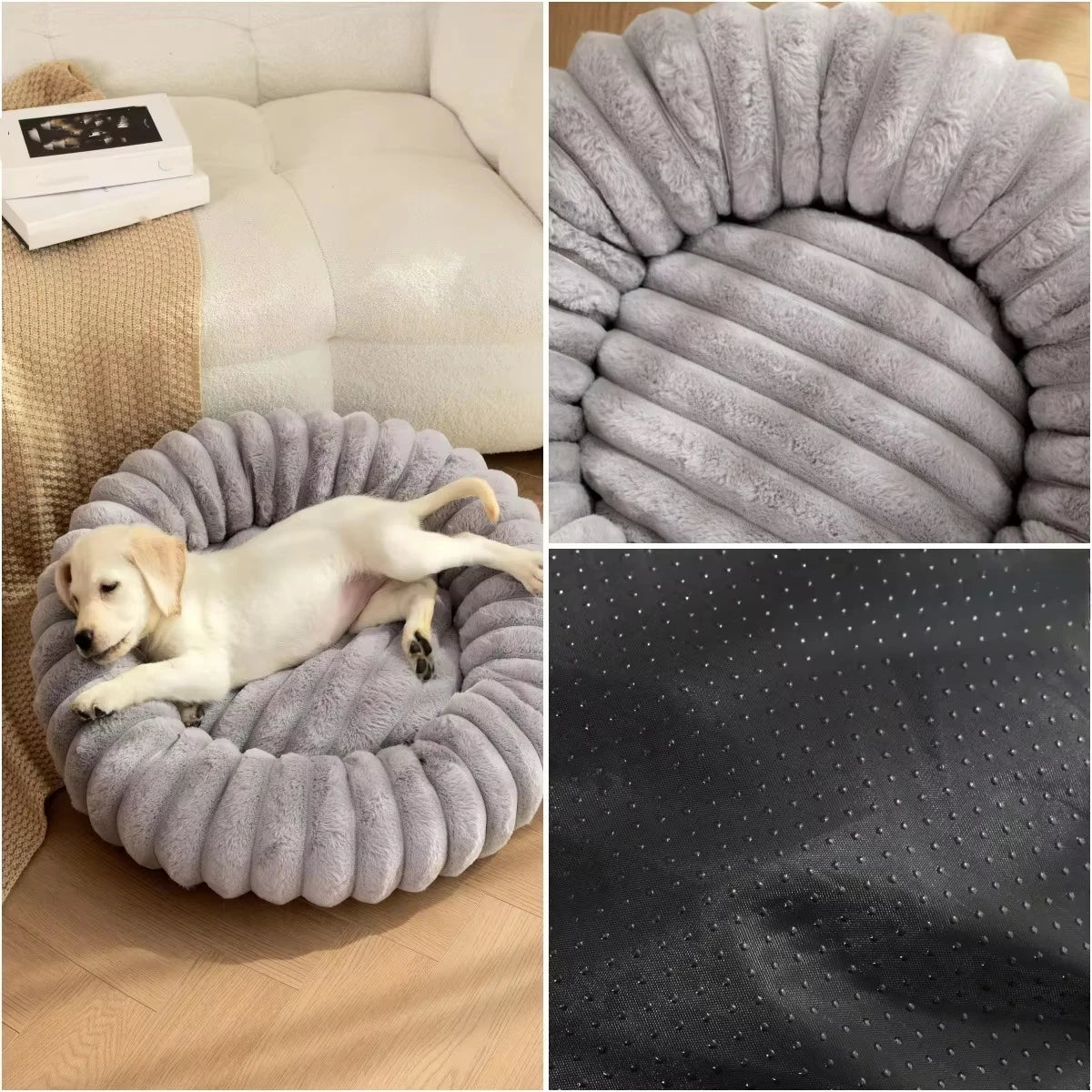 Ronde Pluizen Huisdiermatras  – Warm Wasbaar Bed voor Kat/Hond