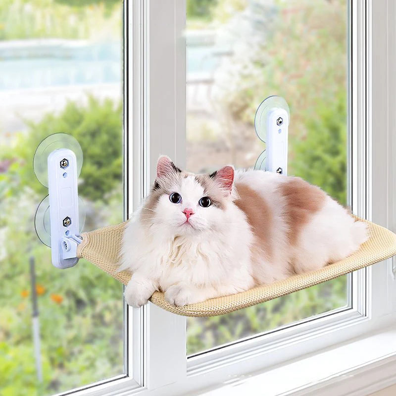 Kattenhangmat Raam – Zuignap – Ademend Stof – 45×30 cm – Max. 10 kg