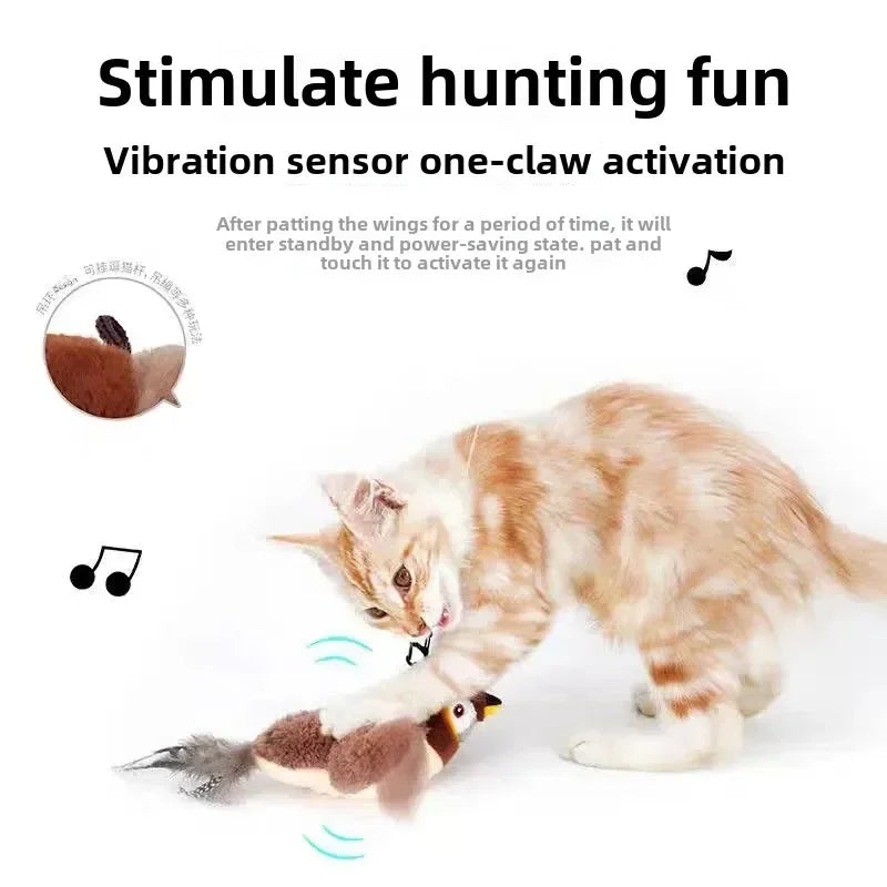 Interactieve Kattenvogel met Geluid, Kattenkruid en USB-oplading