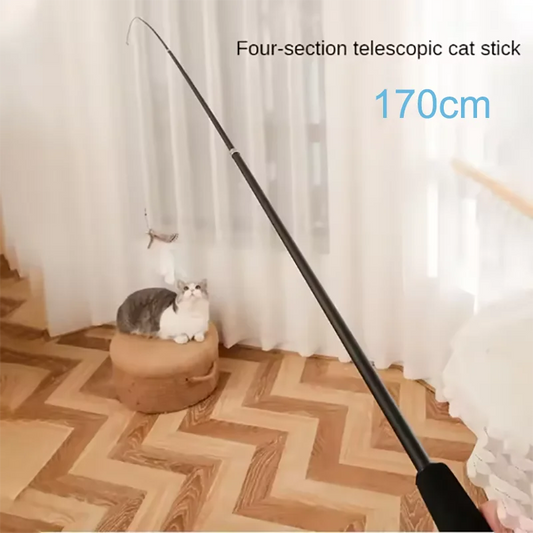 AeroPlay Telescopische Kattenhengel 1.8m – Vierdelige Superlange Carbon Fiber Speelhengel met Veer