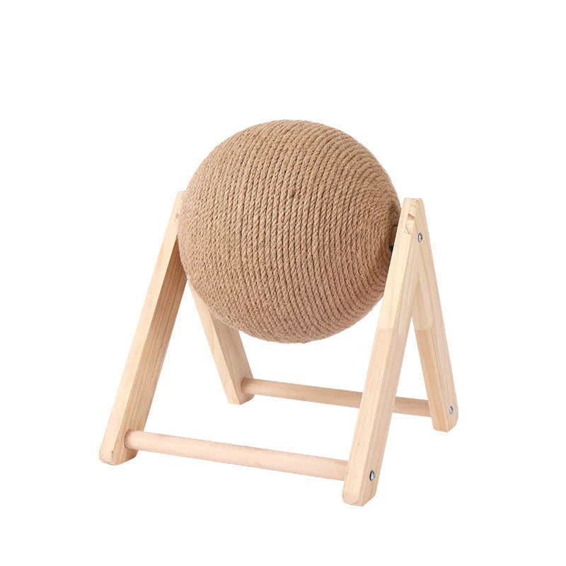 Krabpaal Kat Hout met Henneptouw – Driehoekig Design