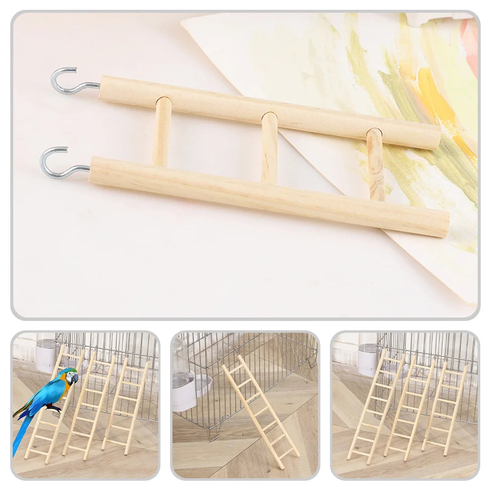 Houten klimladders voor kaketoes – set van 6 – kaki – 16–37 cm