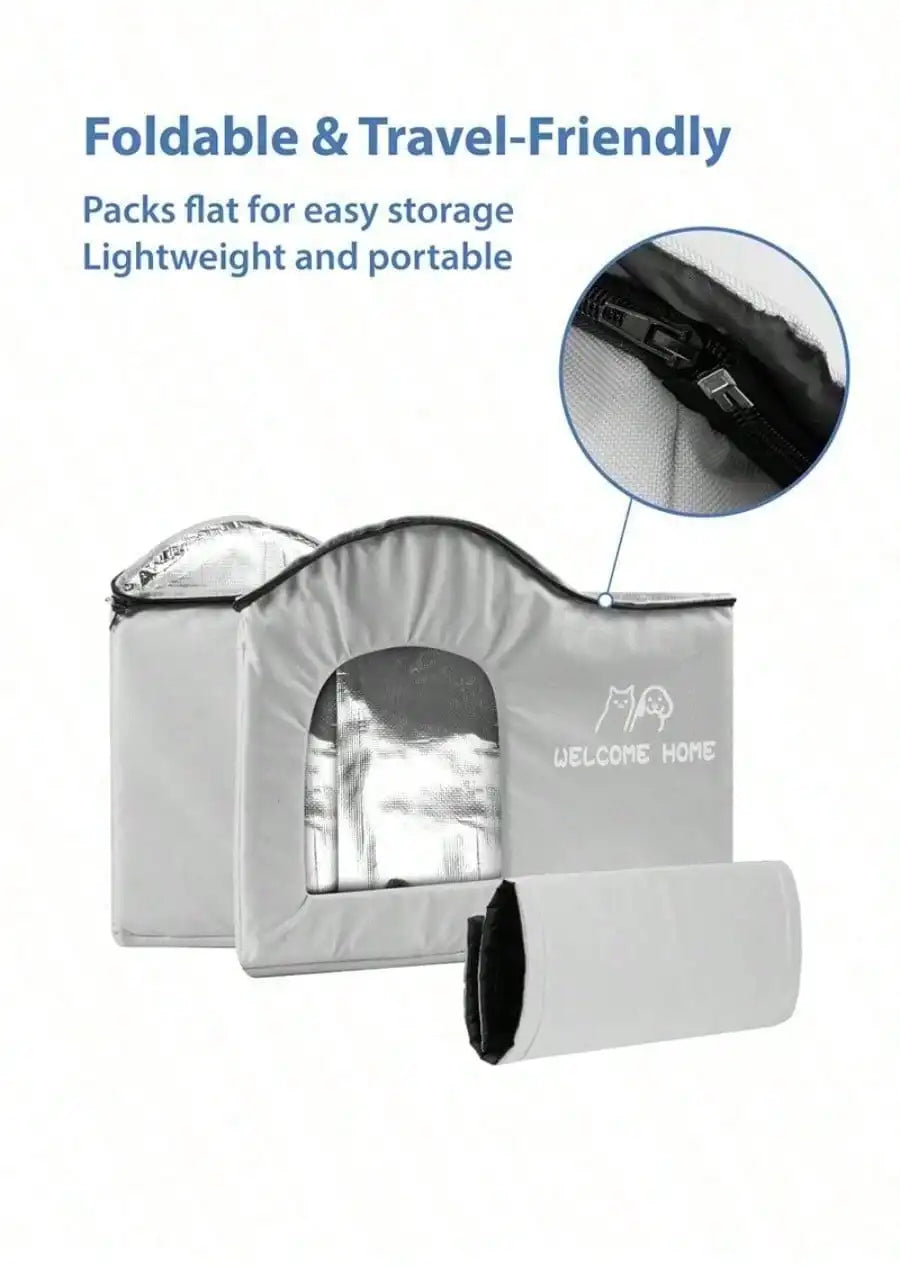 ThermaKool Opvouwbaar Isolerend Kattenhuis – 2-in-1 Verkoelend & Verwarmend met Ijspacks & Keerbaar Matras