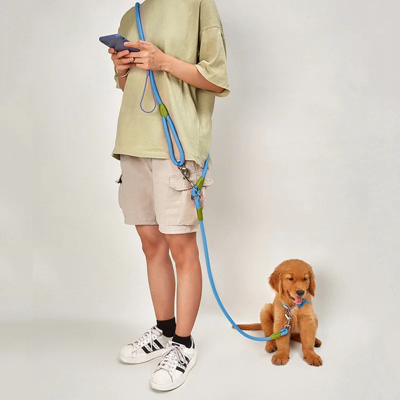 Reflecterende Nylon Hondenriem Zwart – Verstelbaar tot 150 cm