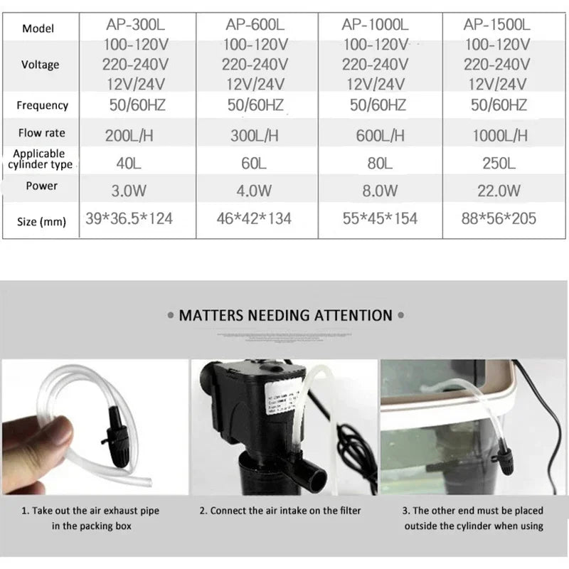 3W dompelpomp voor aquariums