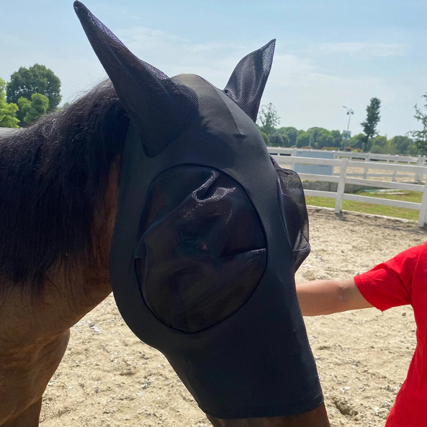 AeroShield 3D – Ademend Vliegenmasker voor Paarden met Oorbescherming & Oogbescherming