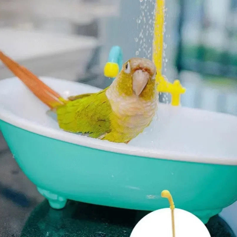 Papegaaiendouche automatisch – Kunststof badspeelgoed roze of groen