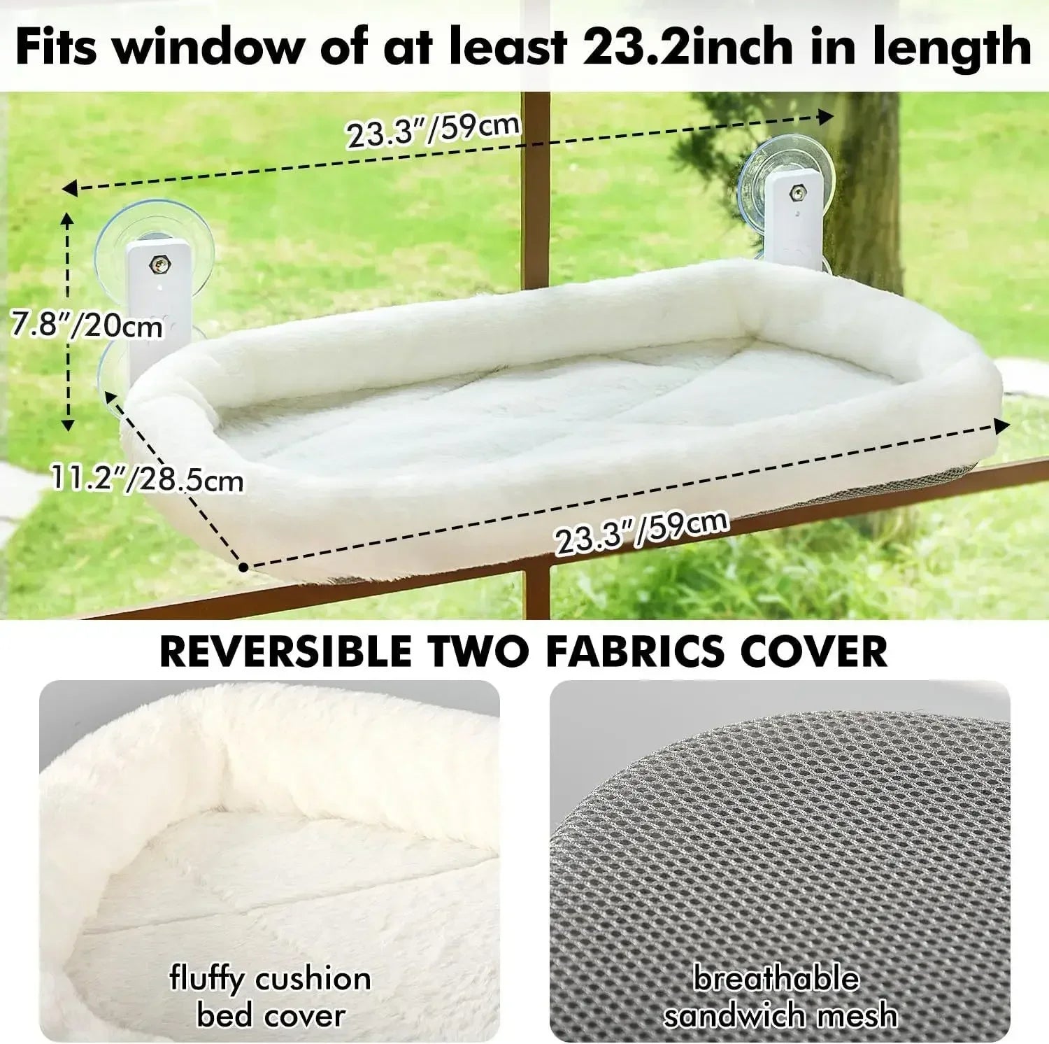 Kattenraamhangmat Draadloos – Zuignap – 18 kg Draagkracht