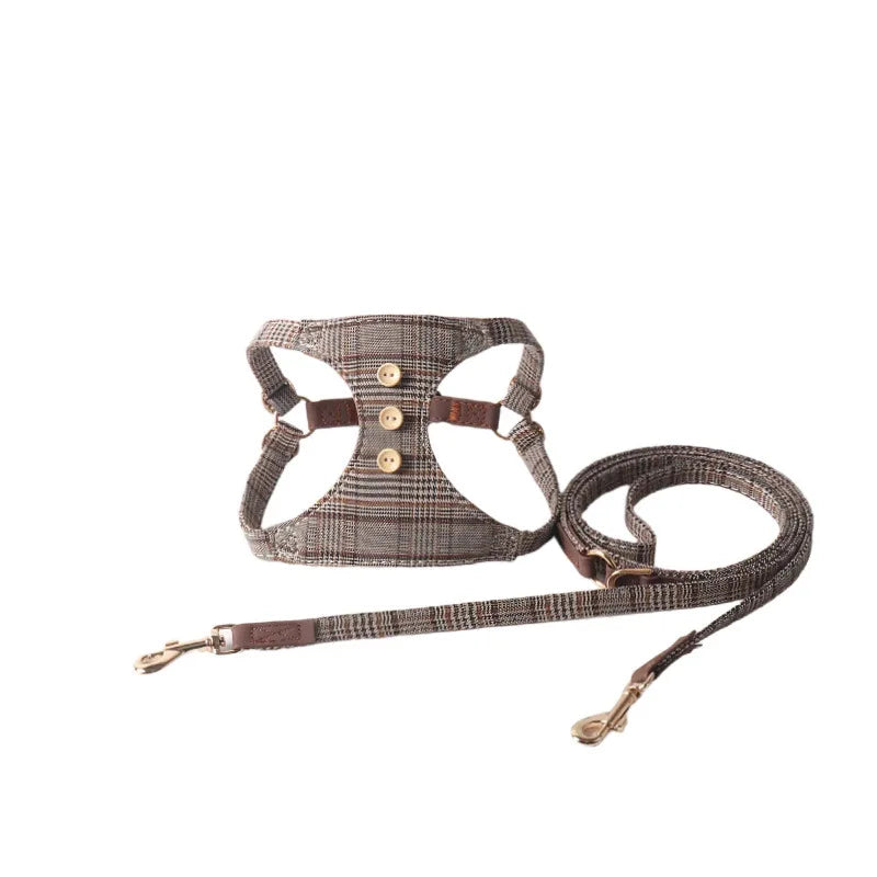 British Plaid – Verstelbaar Hondenharnas met Multifunctionele Lijnset in Britse Stijl