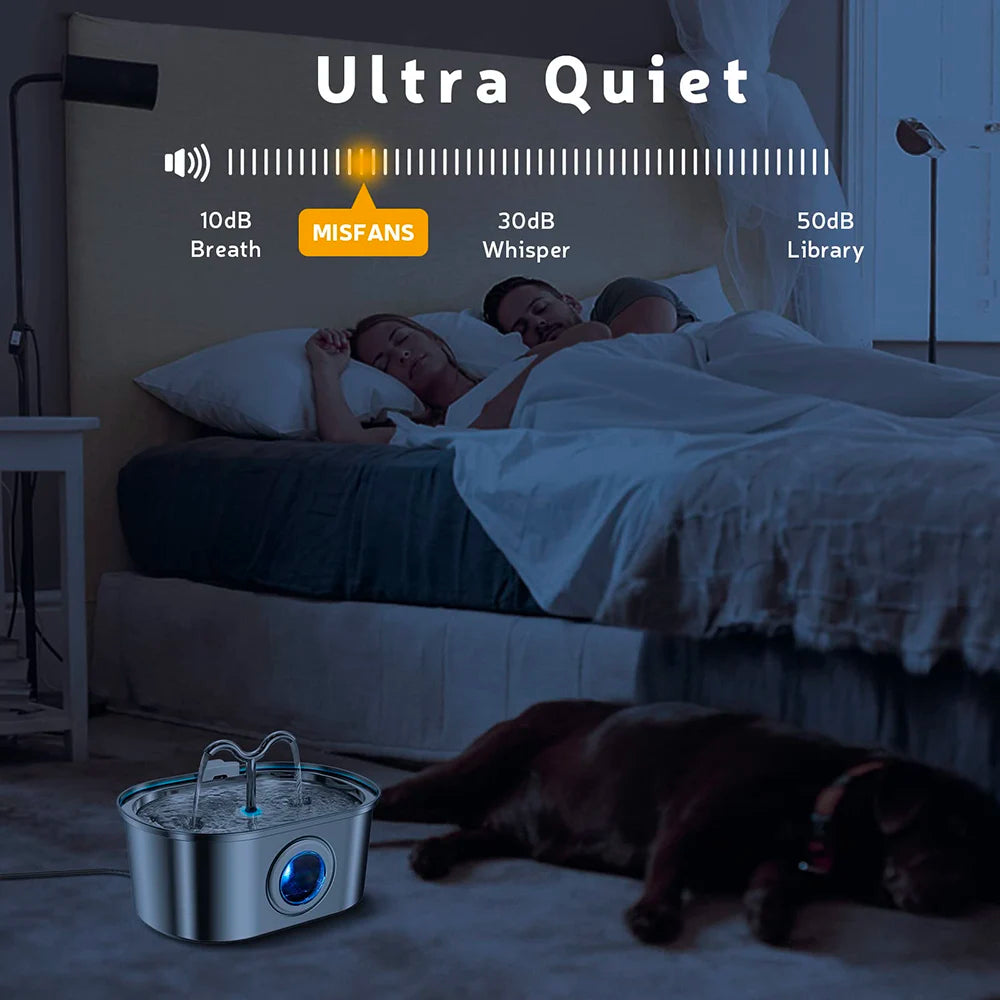 RVS Kattenfontein 3.2L – Stil, met LED en Dubbel Filtersysteem