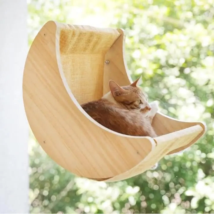 Houten kattenraamhangmat