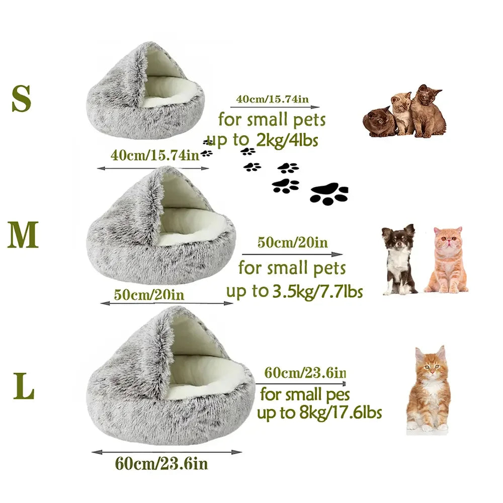 Pluizig Doughnut Kattenbed met Hoed – Zacht & Warm voor Kleine Huisdieren