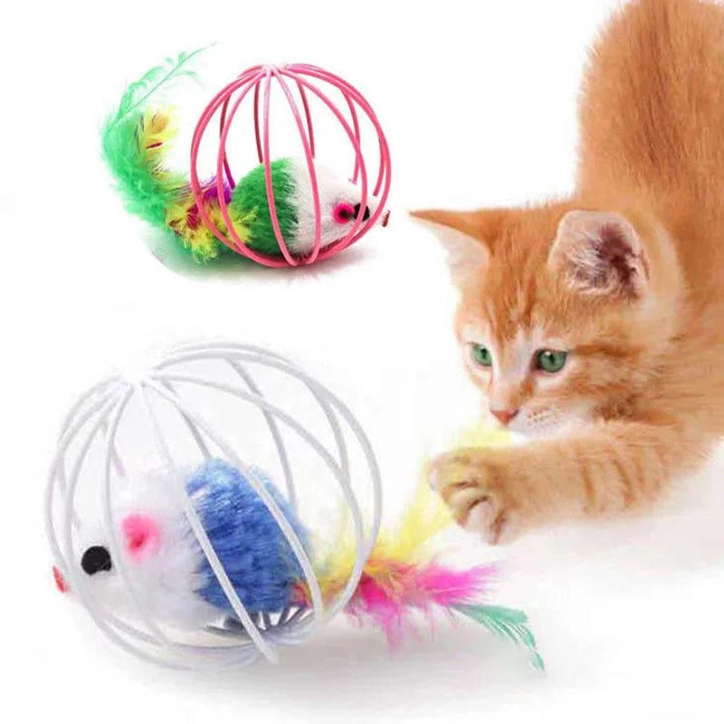 Katten Speelgoed Kooi met Muis – Kleurrijk Plastic
