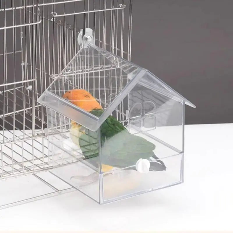 Acryl lekvrij vogelbad met lade – 14,5×14×18,5 cm voor parkieten