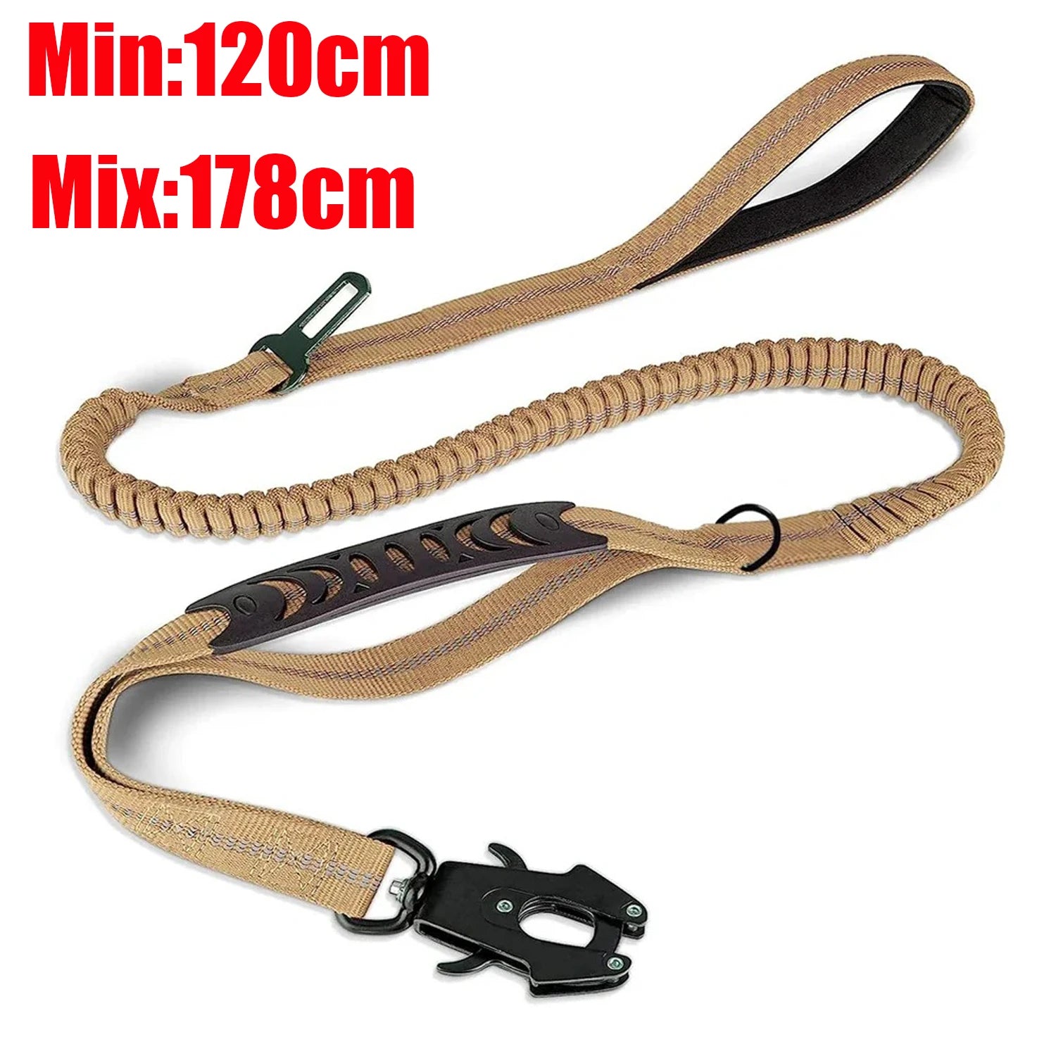 Reflecterende Bungee Hondenriem Nylon  – Voor Grote Honden Zwart