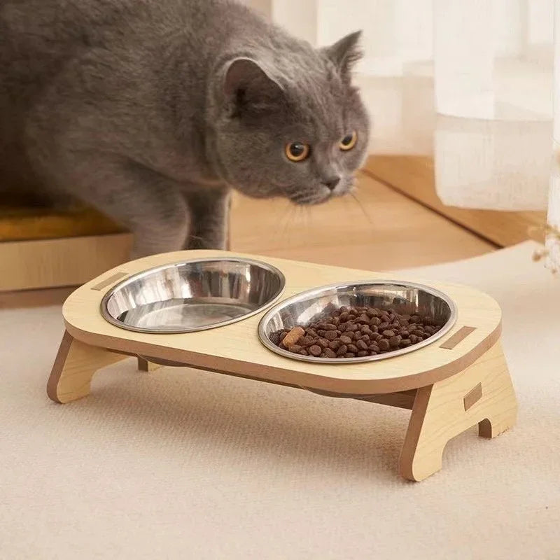 Verhoogde Houten Eetbak voor Katten en Honden – Enkel of Dubbel