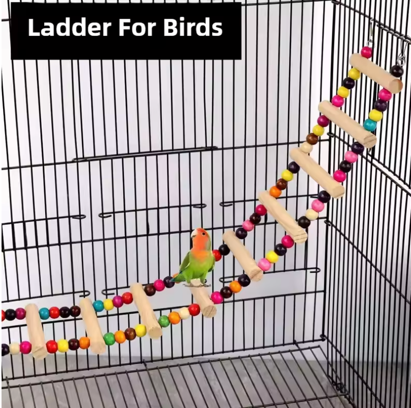 Houten klimladder voor papegaaien – 31–56 cm – met ophanghaken