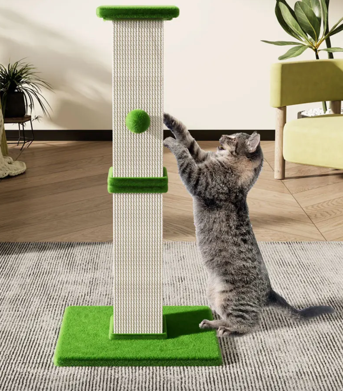 Krabpaal Kat 80cm Hoog – Sisal met Speelbal, 40x40cm Basis, Meerkleurig