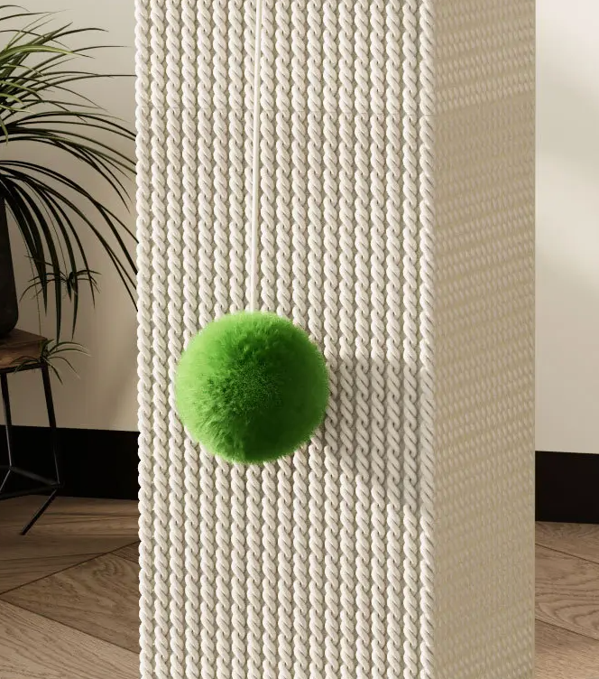 Krabpaal Kat 80cm Hoog – Sisal met Speelbal, 40x40cm Basis, Meerkleurig