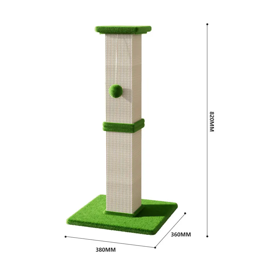 Krabpaal Kat 80cm Hoog – Sisal met Speelbal, 40x40cm Basis, Meerkleurig