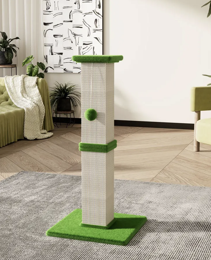 Krabpaal Kat 80cm Hoog – Sisal met Speelbal, 40x40cm Basis, Meerkleurig