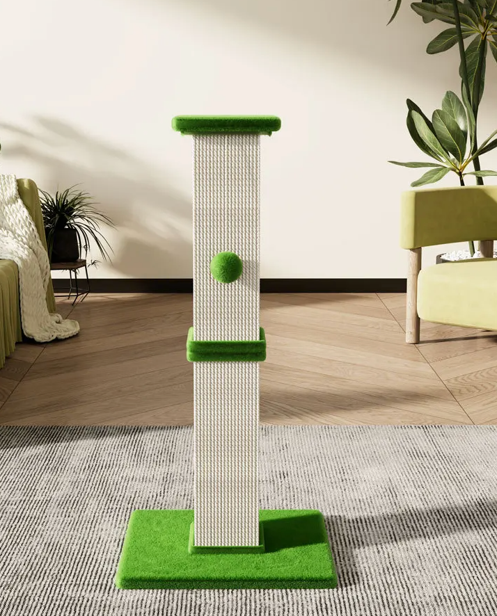 Krabpaal Kat 80cm Hoog – Sisal met Speelbal, 40x40cm Basis, Meerkleurig