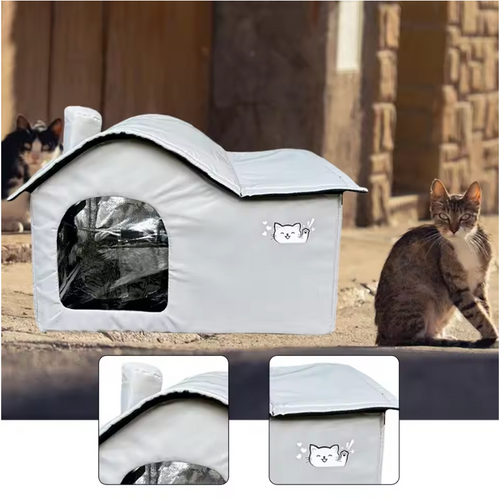 ThermaKool Opvouwbaar Isolerend Kattenhuis – 2-in-1 Verkoelend & Verwarmend met Ijspacks & Keerbaar Matras