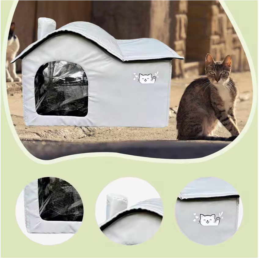 ThermaKool Opvouwbaar Isolerend Kattenhuis – 2-in-1 Verkoelend & Verwarmend met Ijspacks & Keerbaar Matras