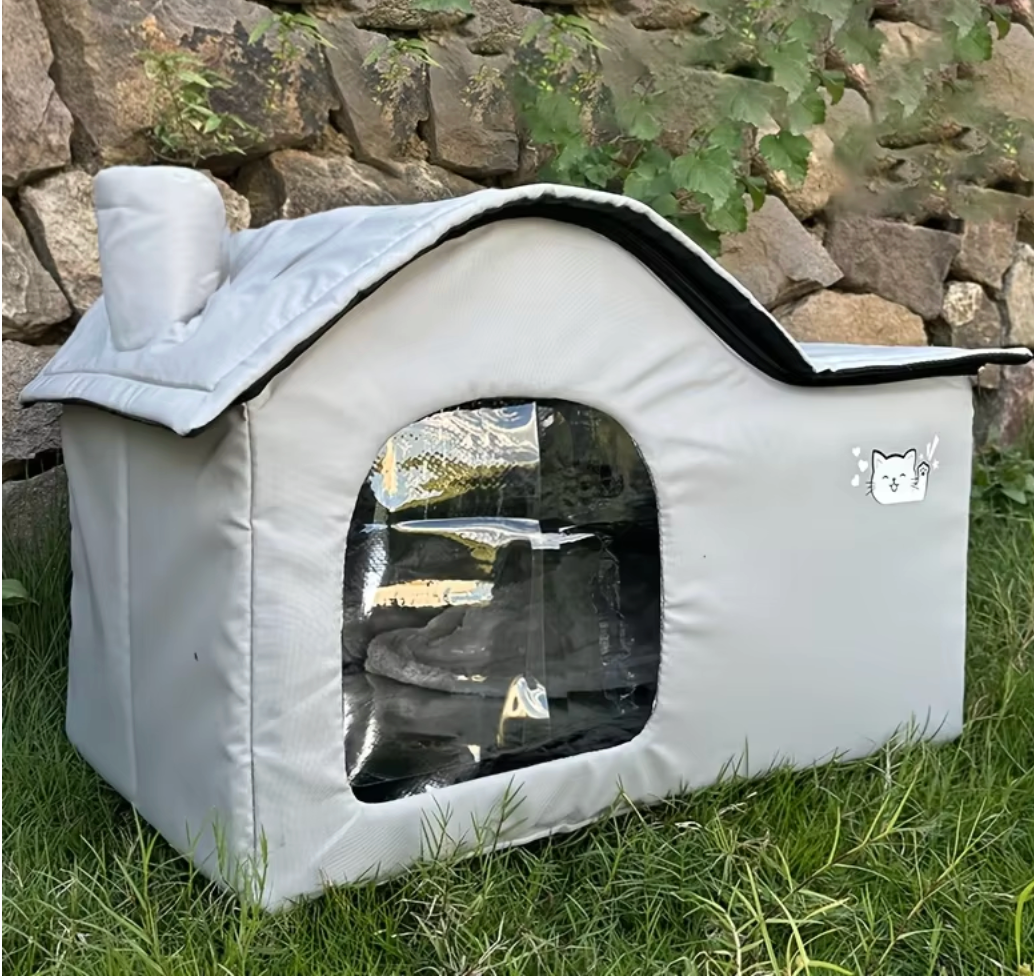 ThermaKool Opvouwbaar Isolerend Kattenhuis – 2-in-1 Verkoelend & Verwarmend met Ijspacks & Keerbaar Matras