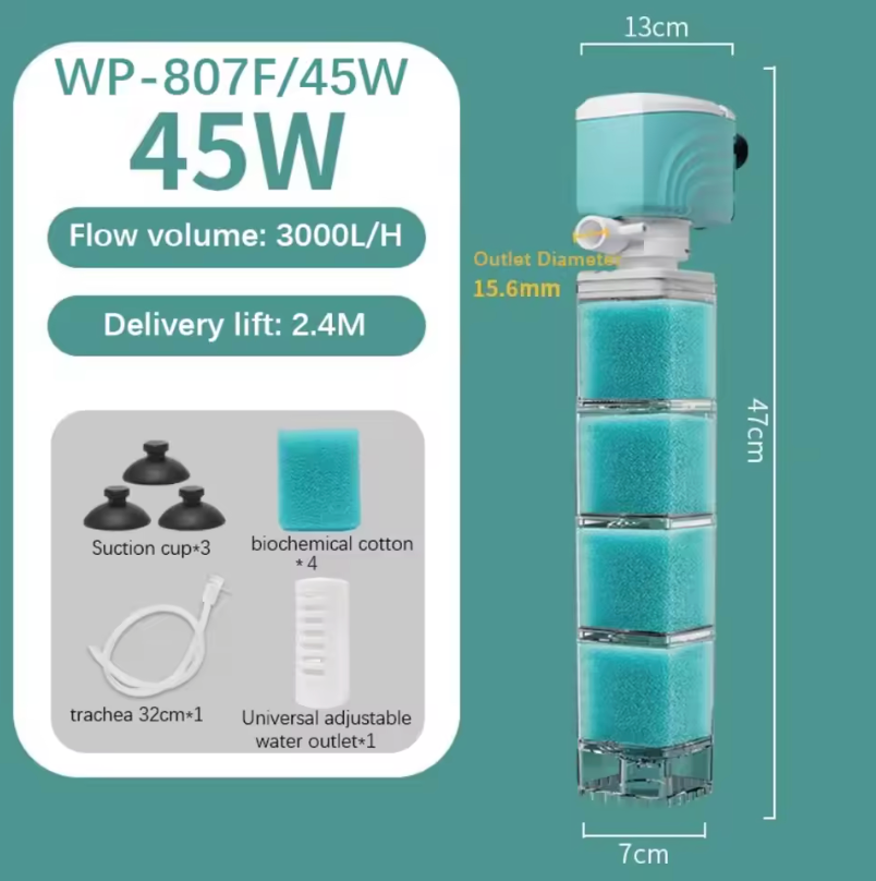 Aquariumfilter - stil sponsfilter met zuurstofpomp – ABS