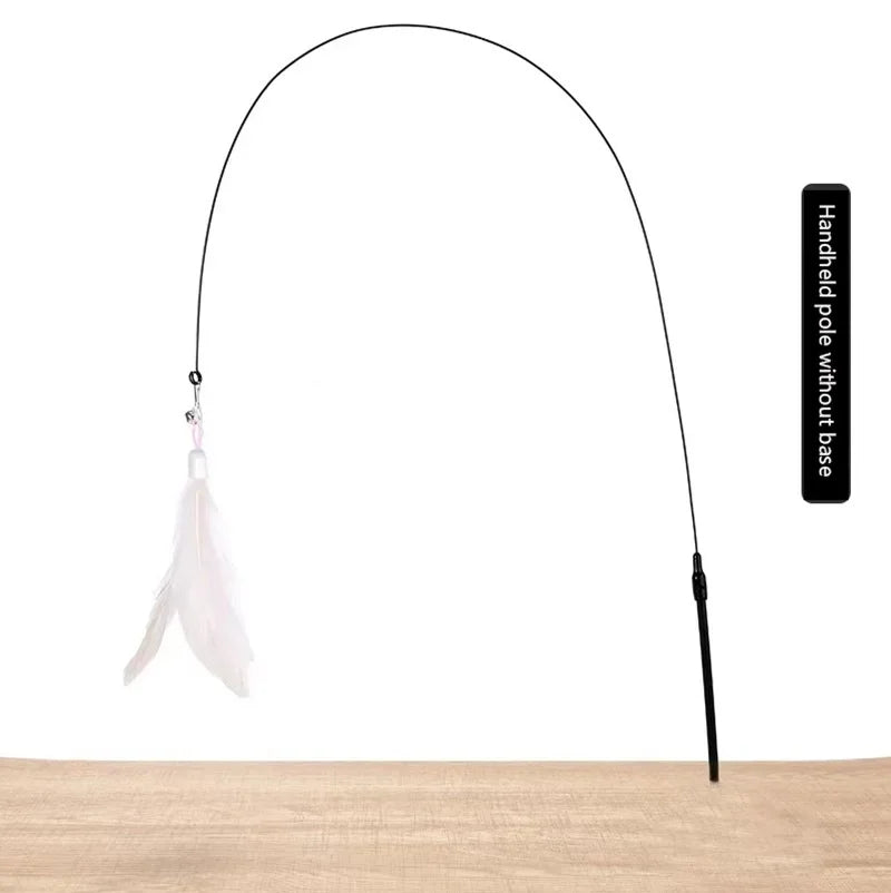 Kattenspeelgoed met Veren en Bel – 80cm Teaser Stok met Zuignap