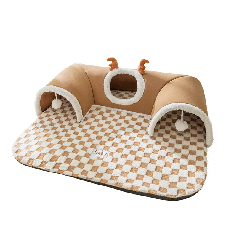 Katten Tunnelbed Pluche 2-in-1 - Met Speelballetjes