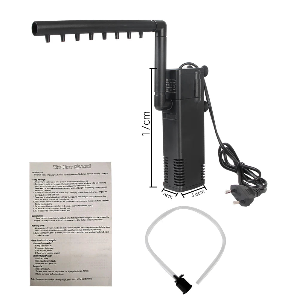 Dompelpomp aquarium 3W–8W stil – filter & zuurstof