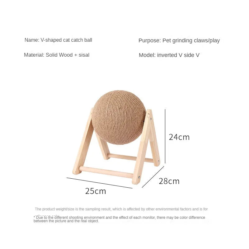 Krabpaal Kat Hout met Henneptouw – Driehoekig Design
