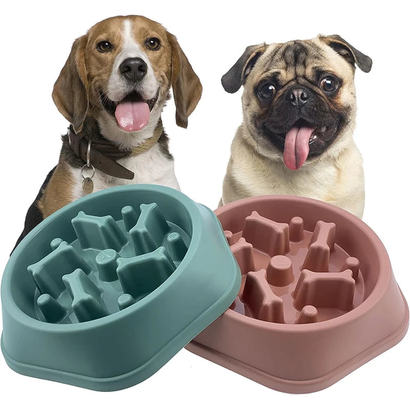 Slow Feeder Hondenbak – Anti-Schrok, BPA-vrij Plastic, Ø20cm Blauw