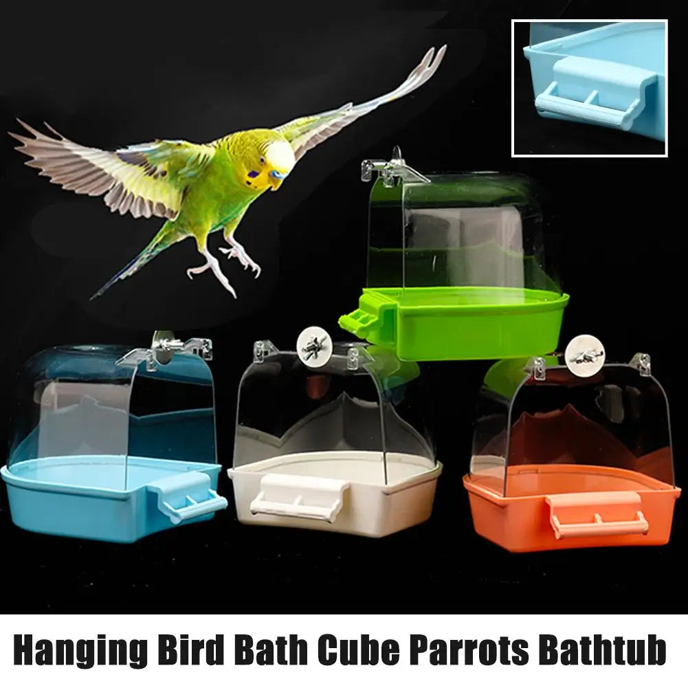 Hangend vogelbad kunststof transparant 13,5×13,5×12,6 cm voor kooi