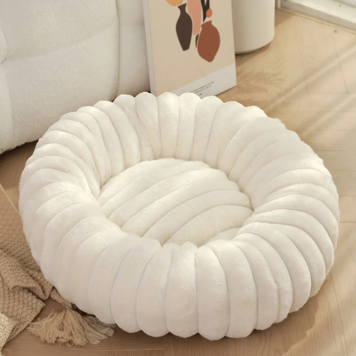Ronde Pluizen Huisdiermatras  – Warm Wasbaar Bed voor Kat/Hond