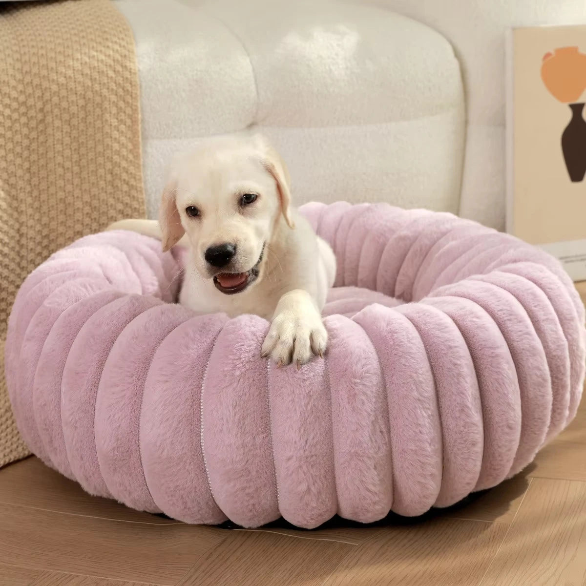 Ronde Pluizen Huisdiermatras  – Warm Wasbaar Bed voor Kat/Hond
