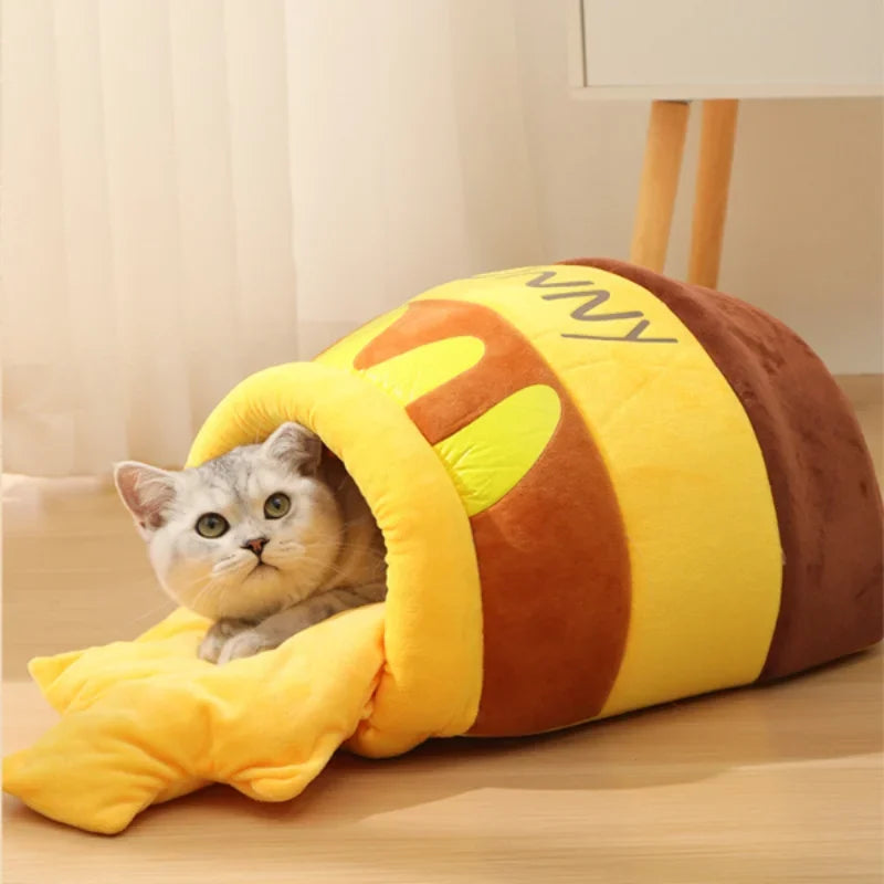 Honey Pot Kattenbed – Pluche Slaapzak Bruin