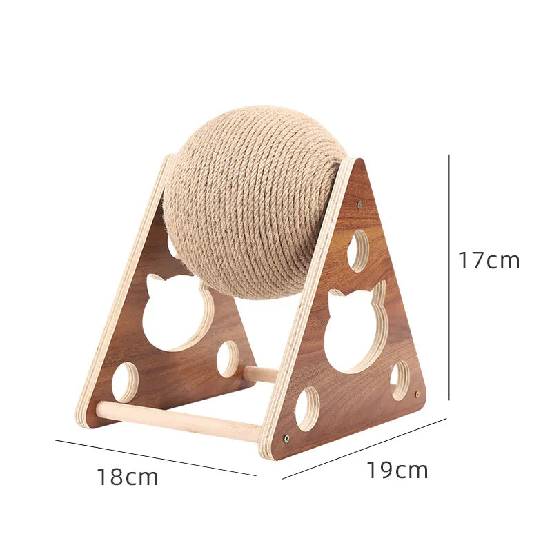 Krabpaal Kat Hout met Henneptouw – Driehoekig Design