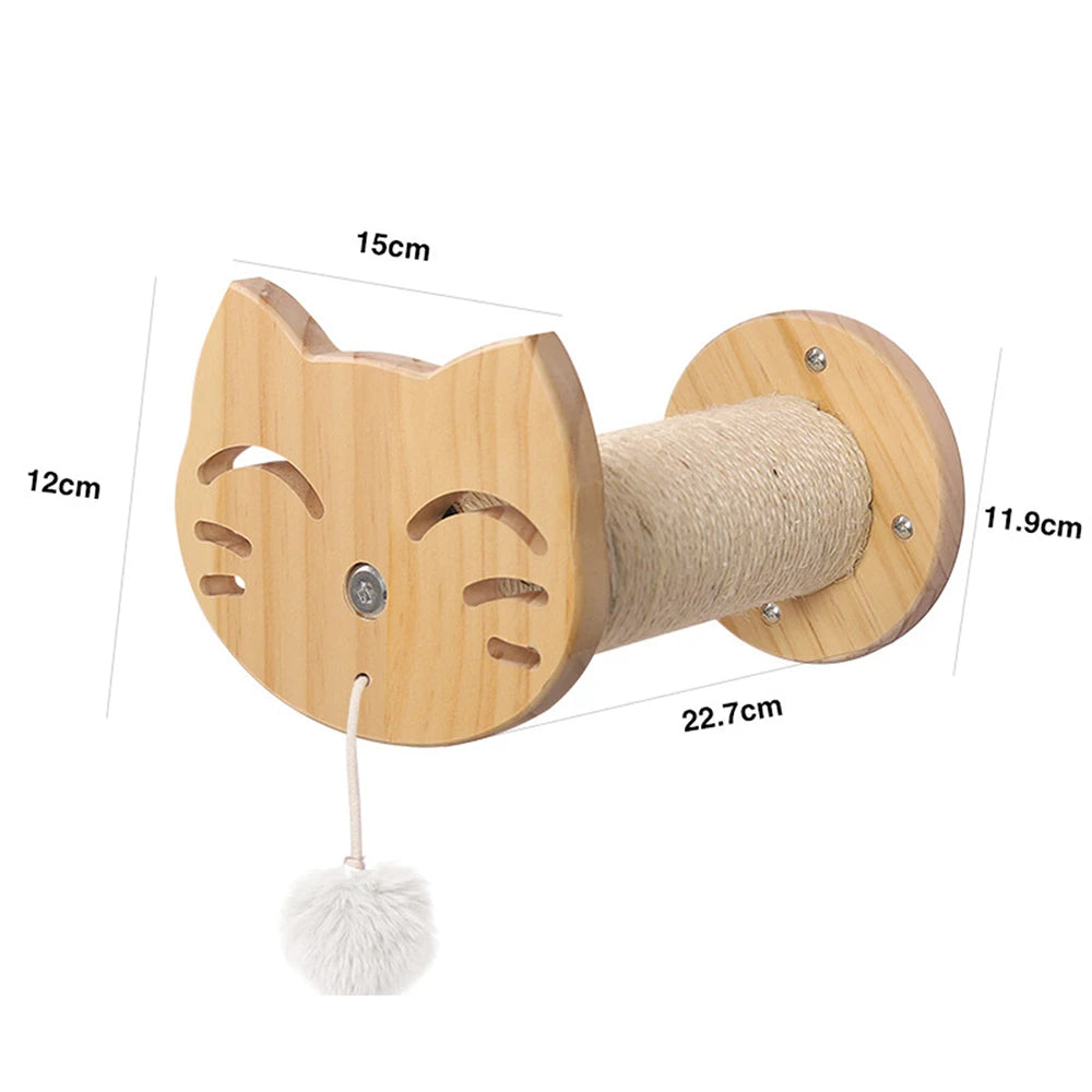 Wandmontage Kattenklimrek Hout – met Krabgedeelte & Nest